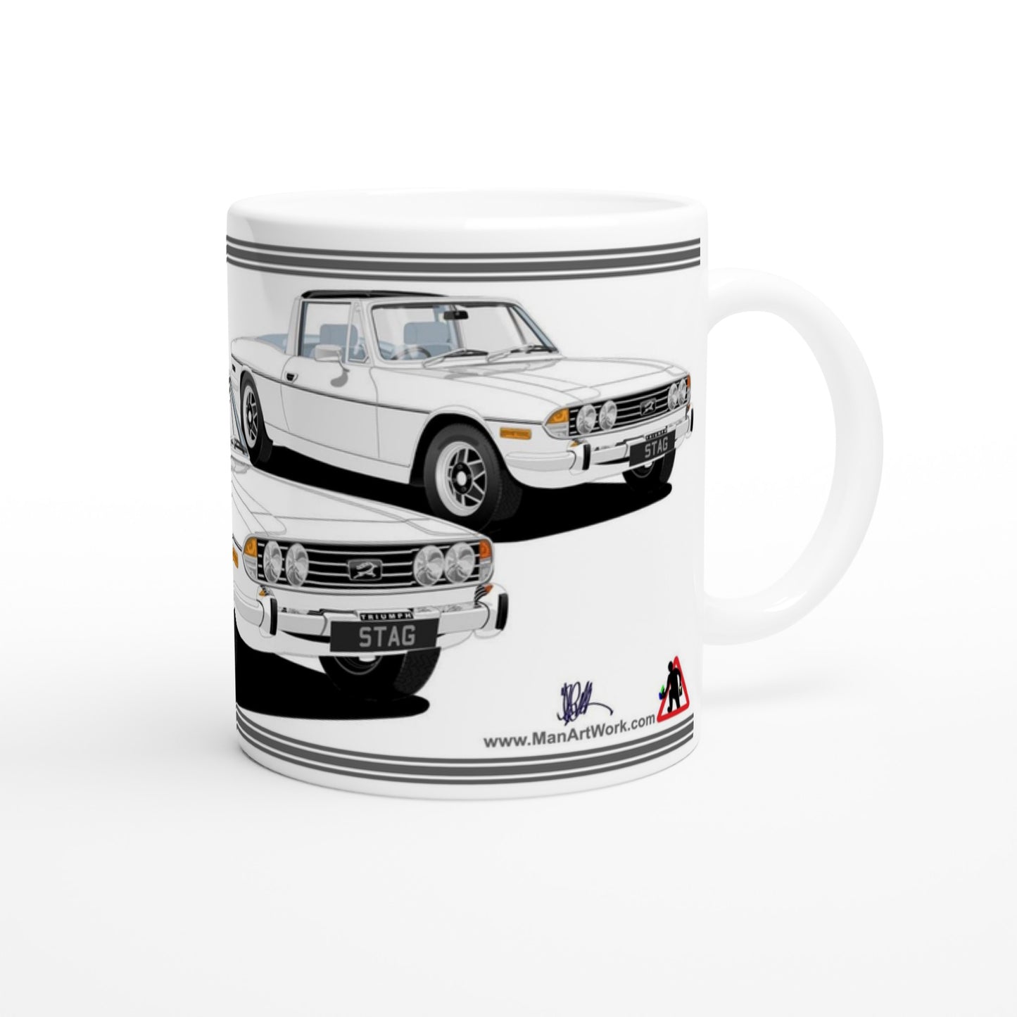 Triumph Stag  White and Blue 73-75 Car Mug