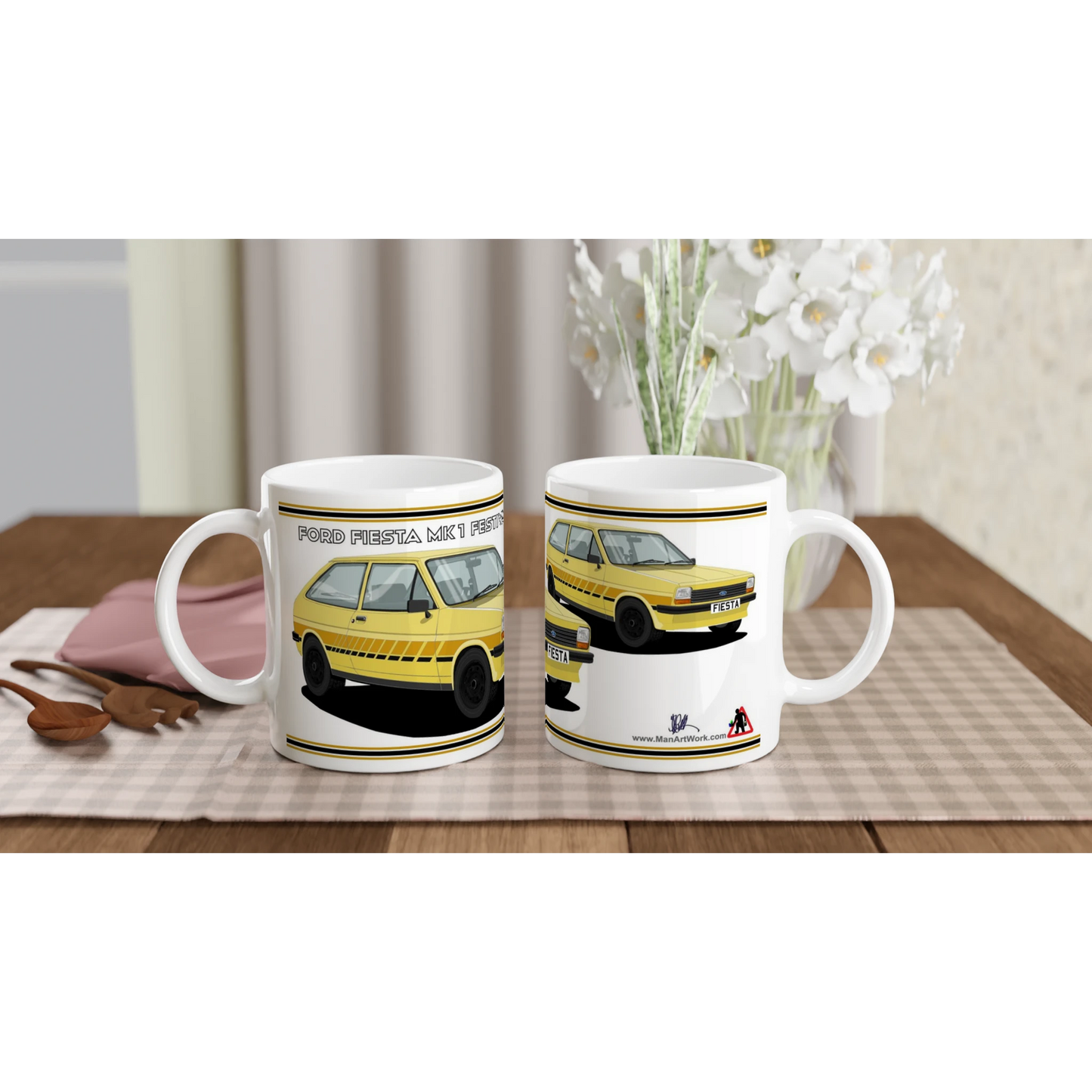 Ford Fiesta Mk1 Festival in Yellow Art Mug