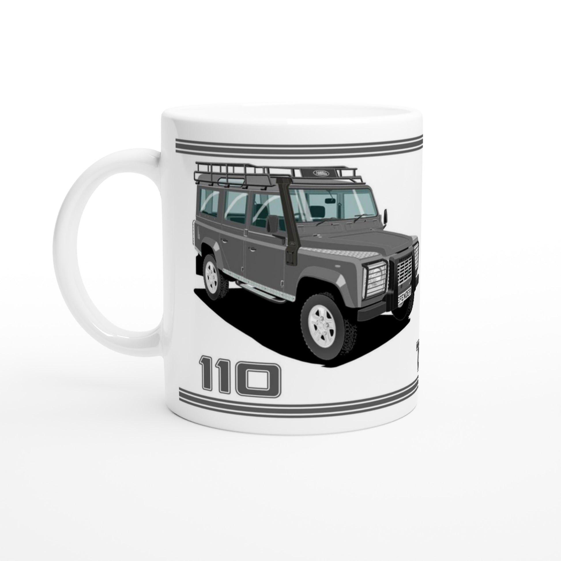 Land Rover Defender 110 TD5 12 seater in Grey  Art Mug