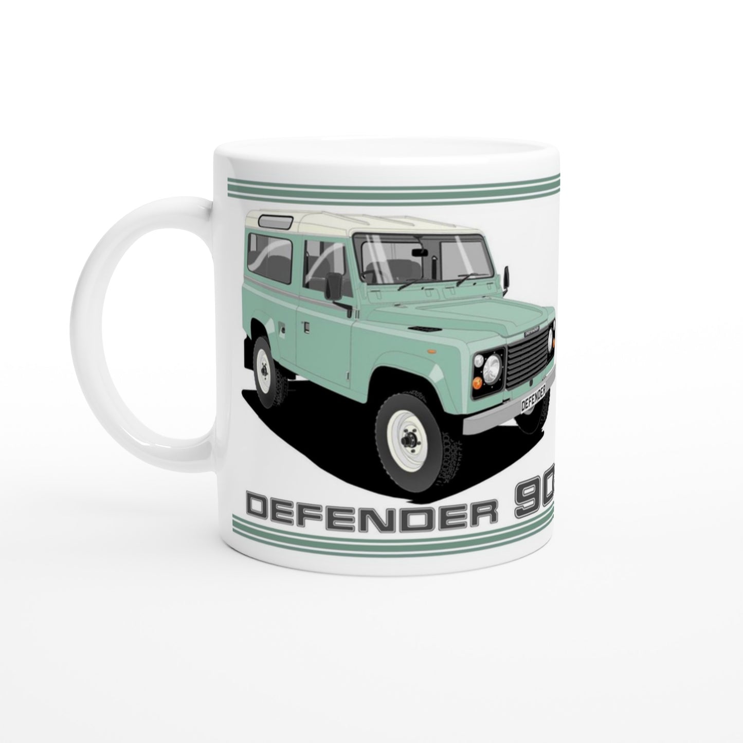 Land Rover Defender 90 7 seater in Light Green  Art Mug