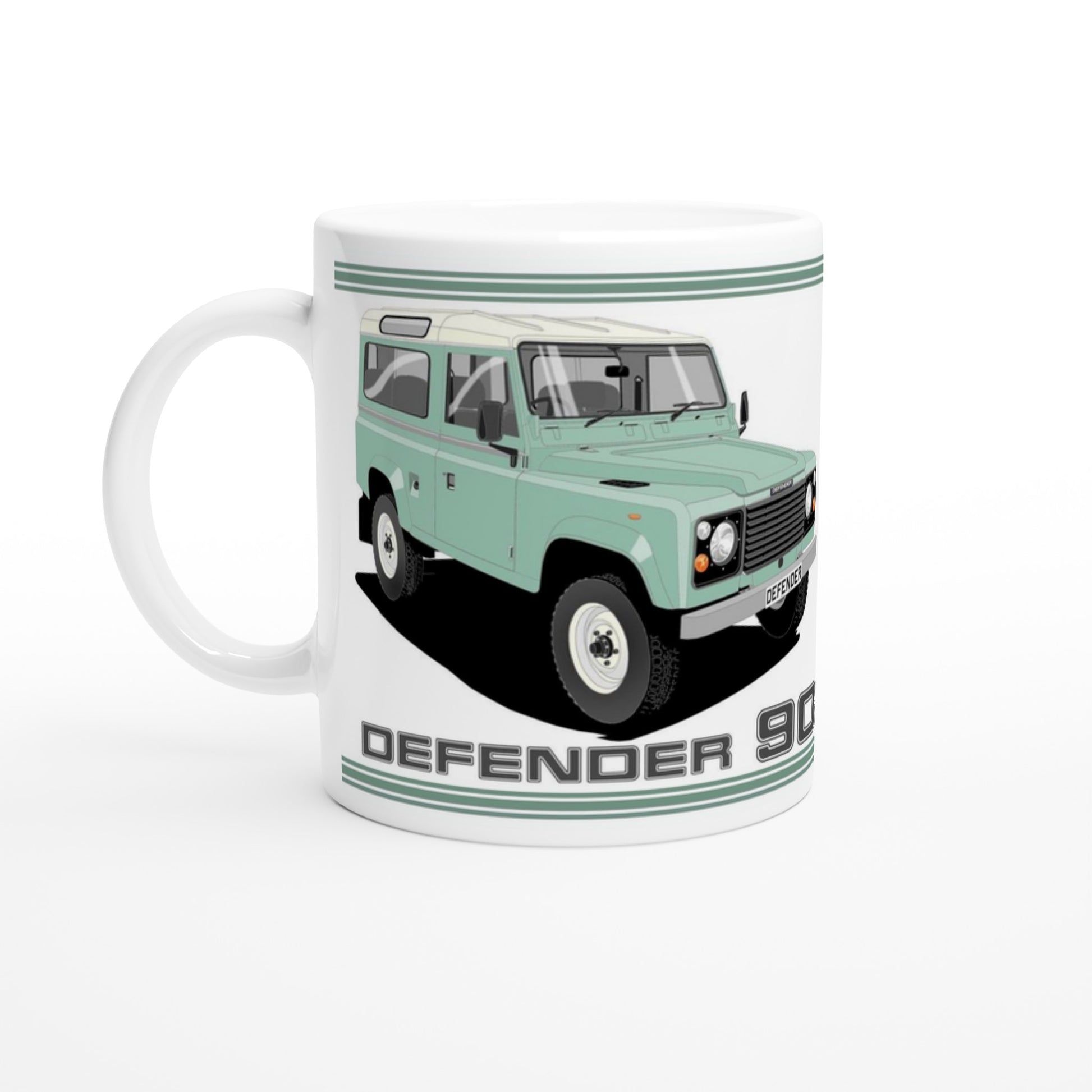 Land Rover Defender 90 7 seater in Light Green  Art Mug