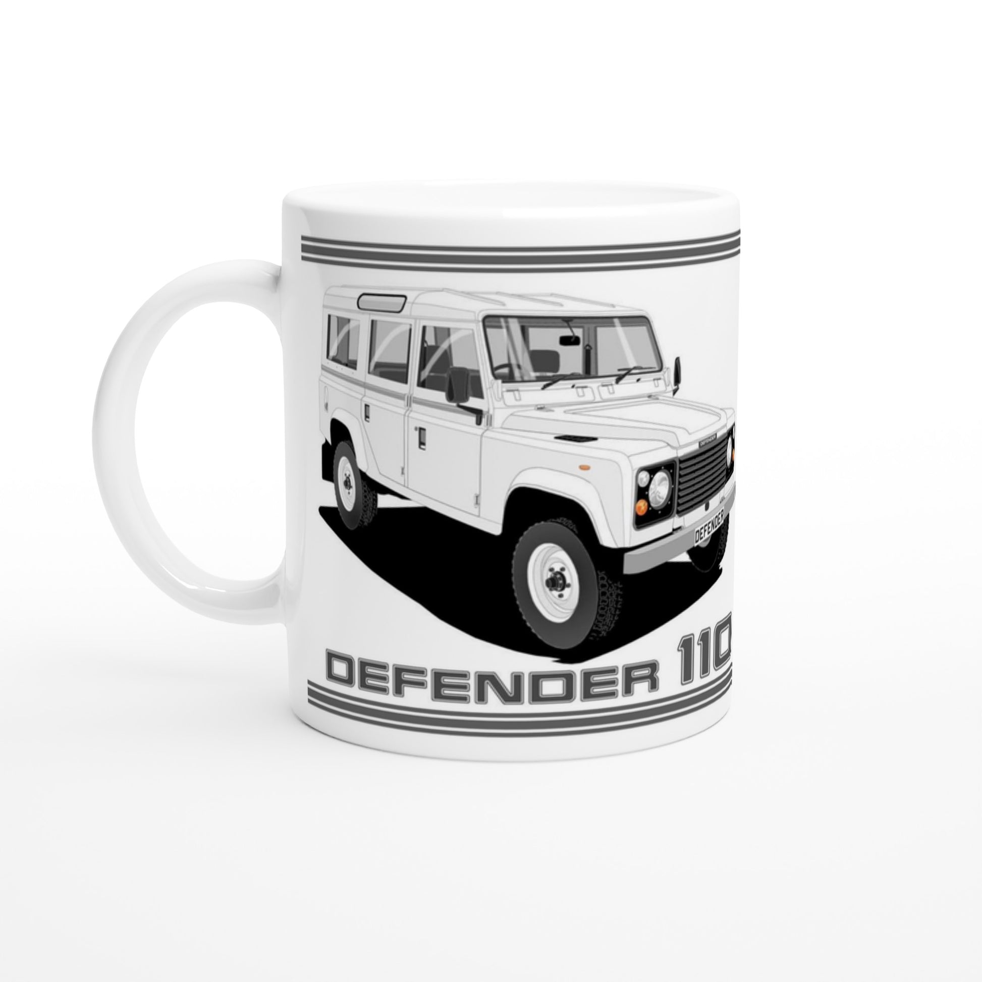 Land Rover Defender 110 12 seater in Wite  Art Mug