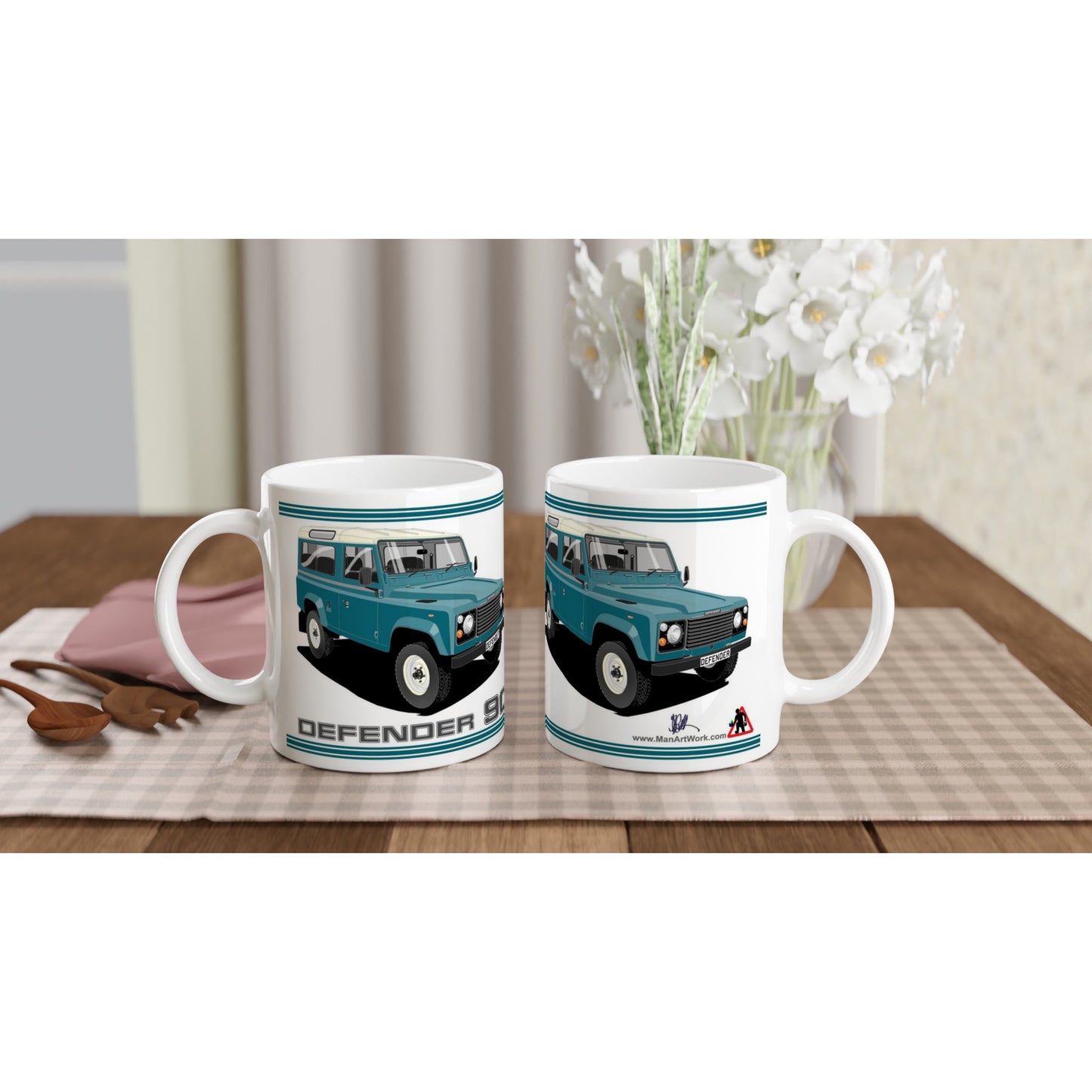 Land Rover Defender 90 7 seater in Blue  Art Mug