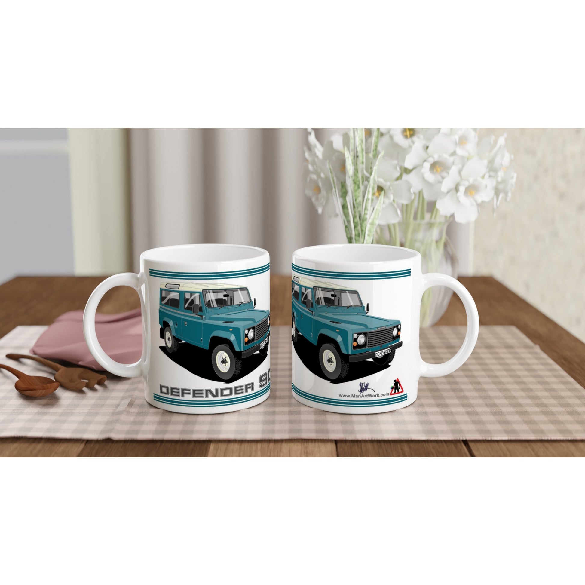 Land Rover Defender 90 7 seater in Blue  Art Mug
