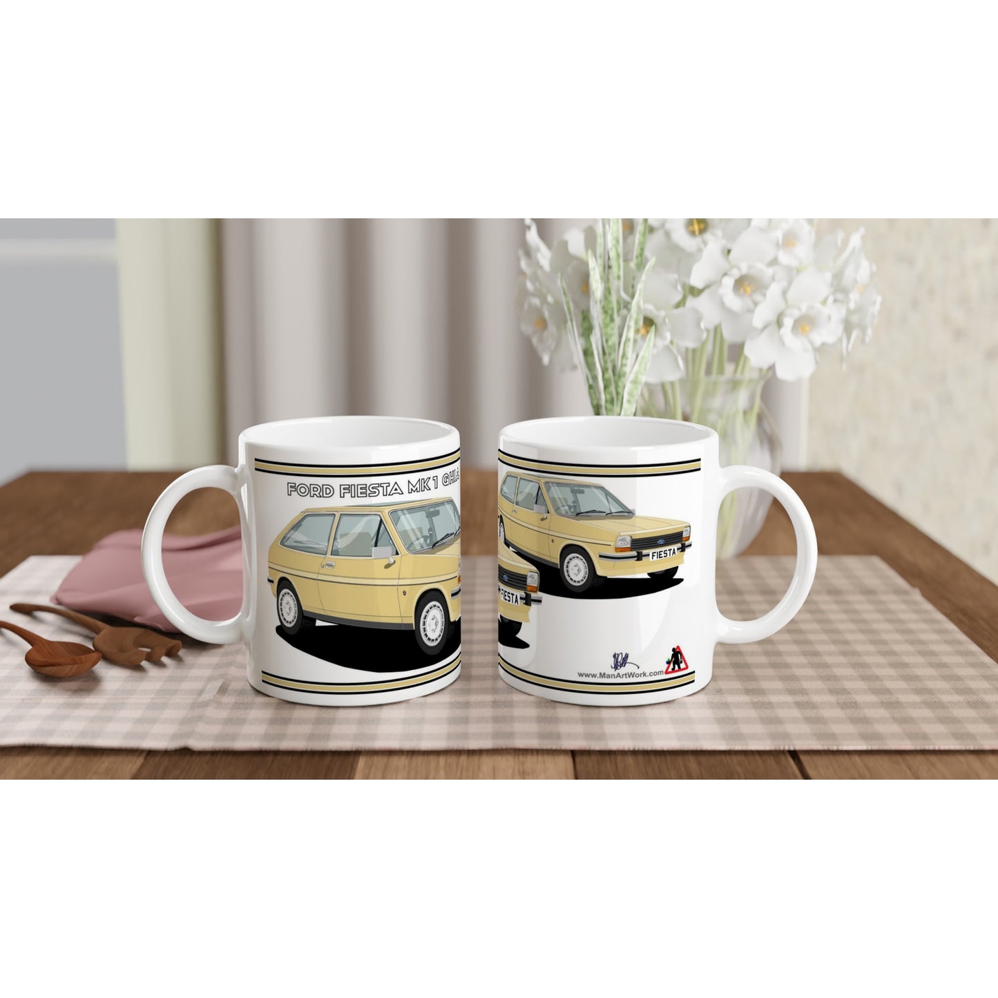 Ford Fiesta Mk1 Ghia in Gold Art Mug