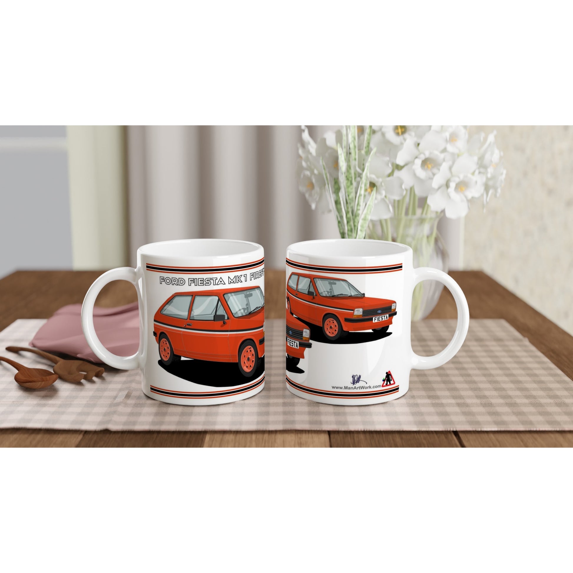 Ford Fiesta Mk1 Firefly in Red Art Mug