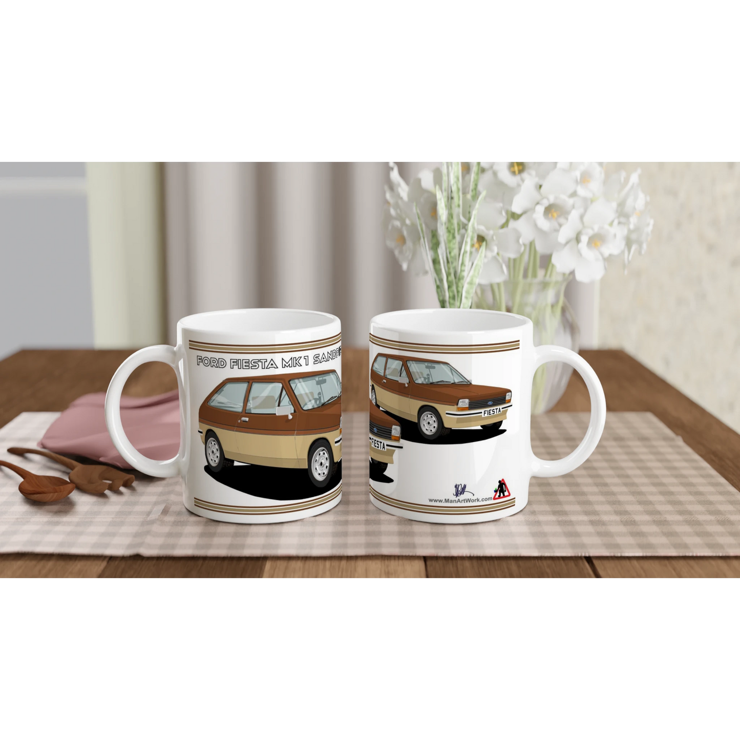 Ford Fiesta Mk1 Sandpiper in Brown Art Mug