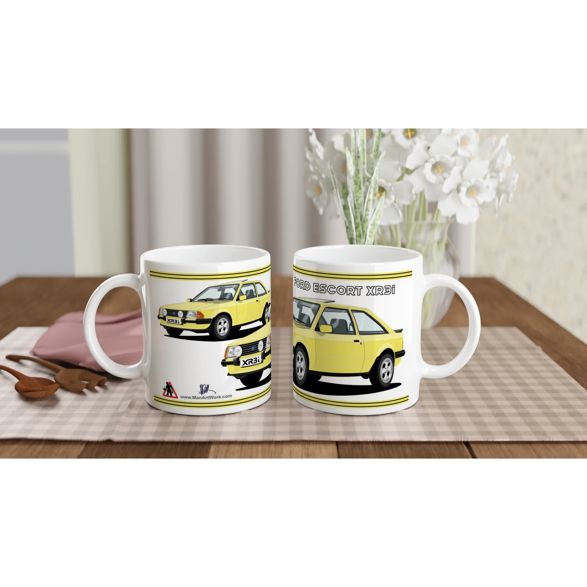 Ford Escort Mk3 XR3i in Yellow Art Mug