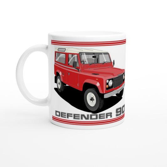 Land Rover Defender 90 7 seater in Red  Art Mug