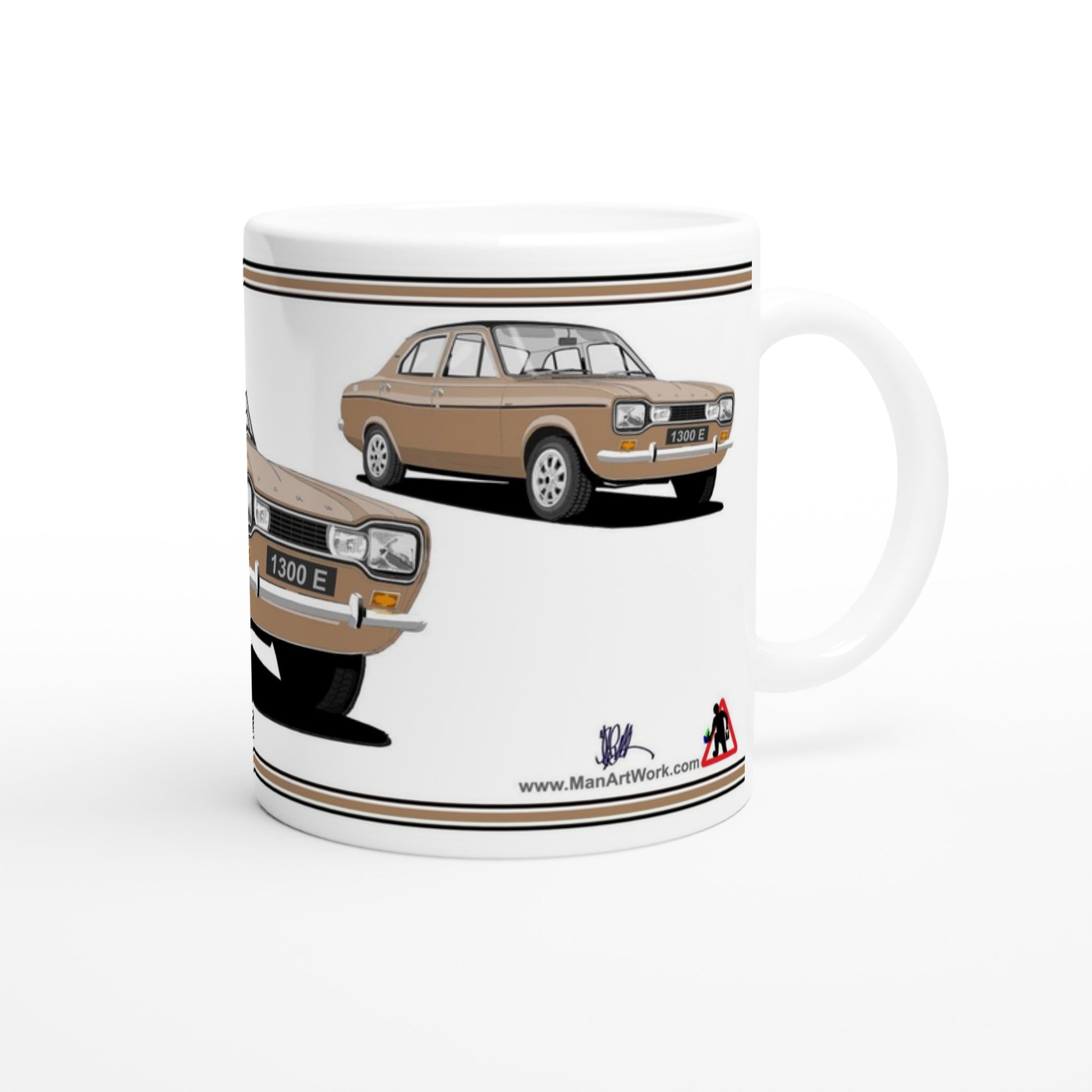 Ford Escort Mk1 1300E 4 Door Bronze Art Mug