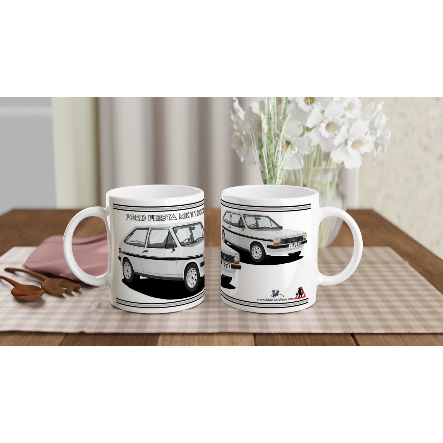 Ford Fiesta Mk1 1300S in Silver & Black Art Mug