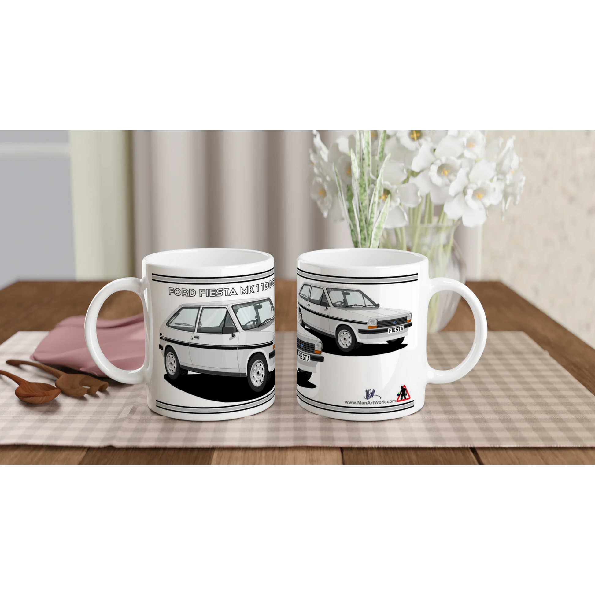 Ford Fiesta Mk1 1300S in Silver & Black Art Mug