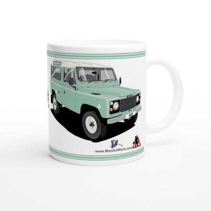 Land Rover 90 7 seater in Light Green  Art Mug