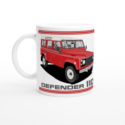Land Rover Defender 110 12 seater in Red  Art Mug
