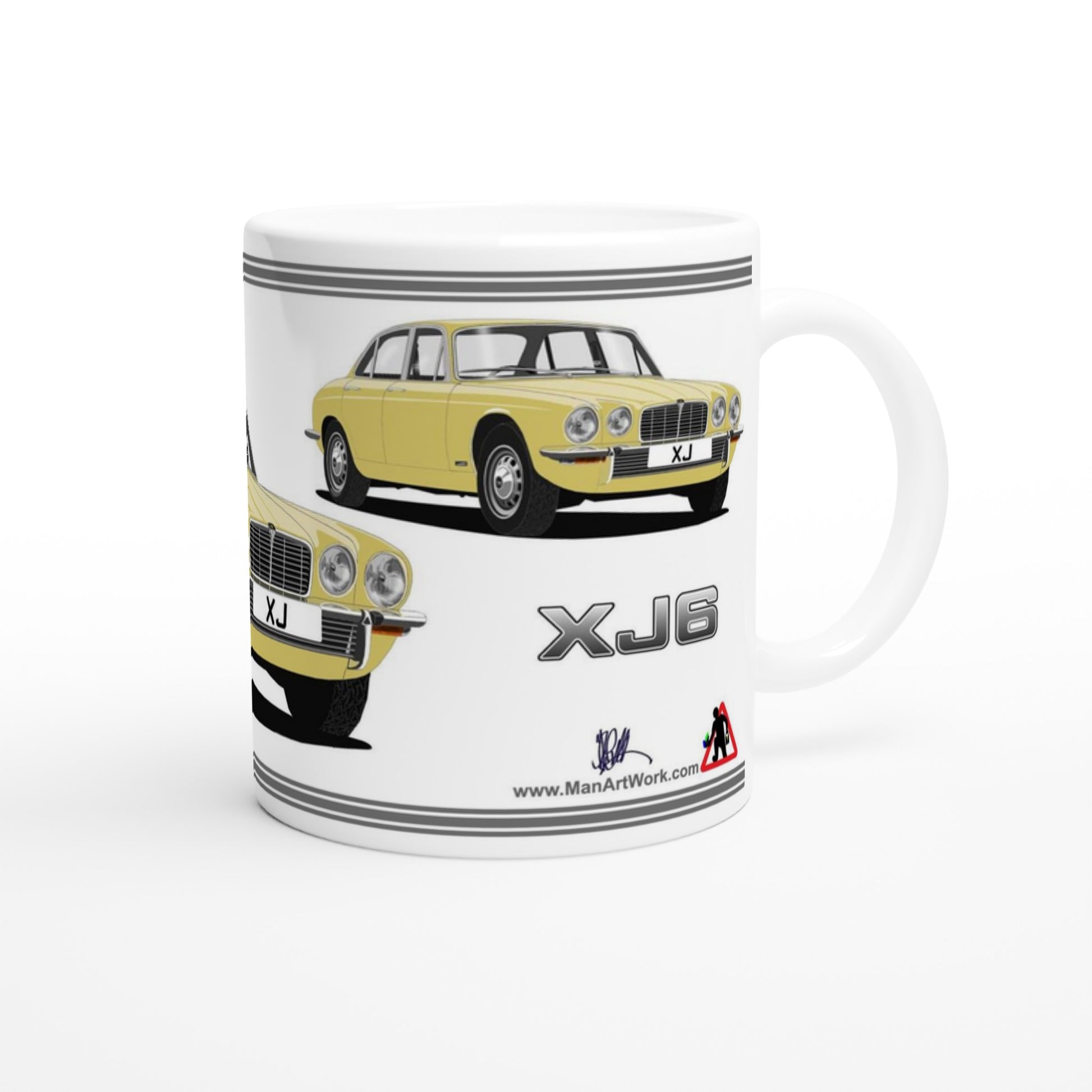 Jaguar XJ6 Mk2 in Yellow Art Mug