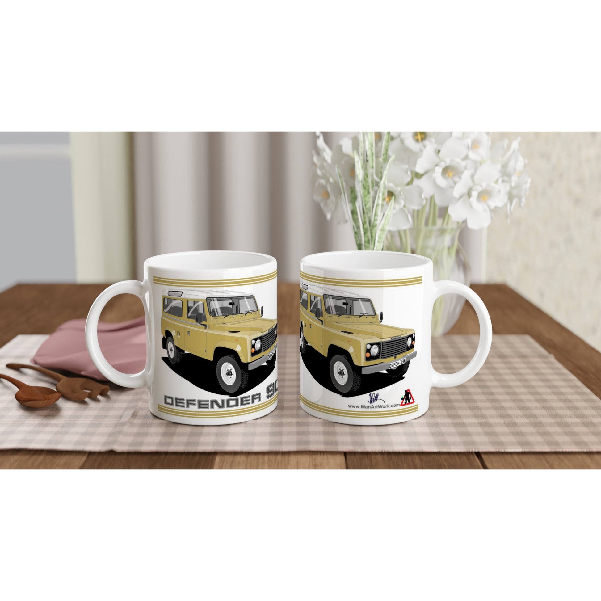 Land Rover Defender 90 7 seater in Brown  Art Mug