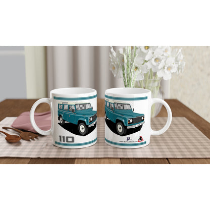 Land Rover 110 12 seater in Blue  Art Mug