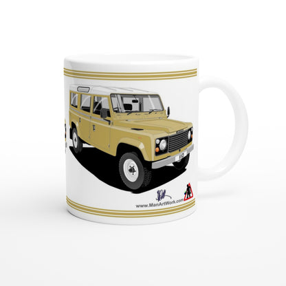 Land Rover 110 12 seater in Brown  Art Mug