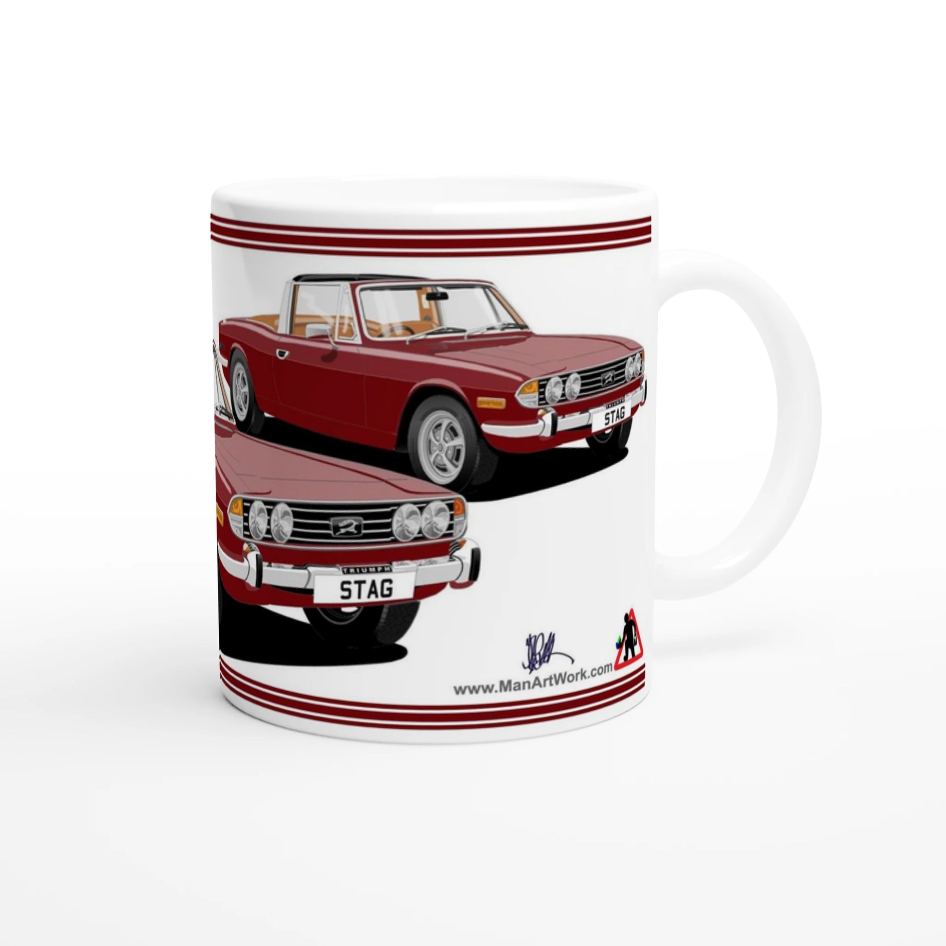 Triumph Stag Damson Red and Tan Car Mug