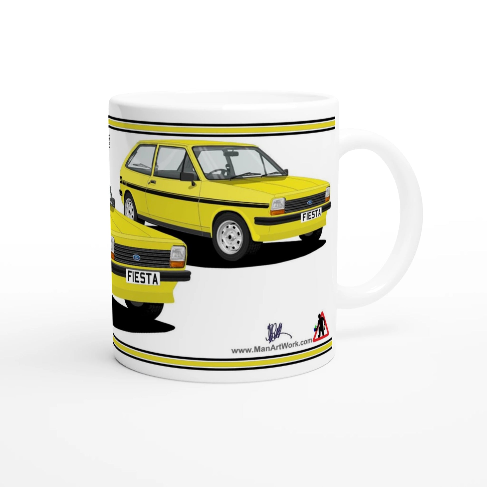 Ford Fiesta Mk1 1300S in Yellow Art Mug