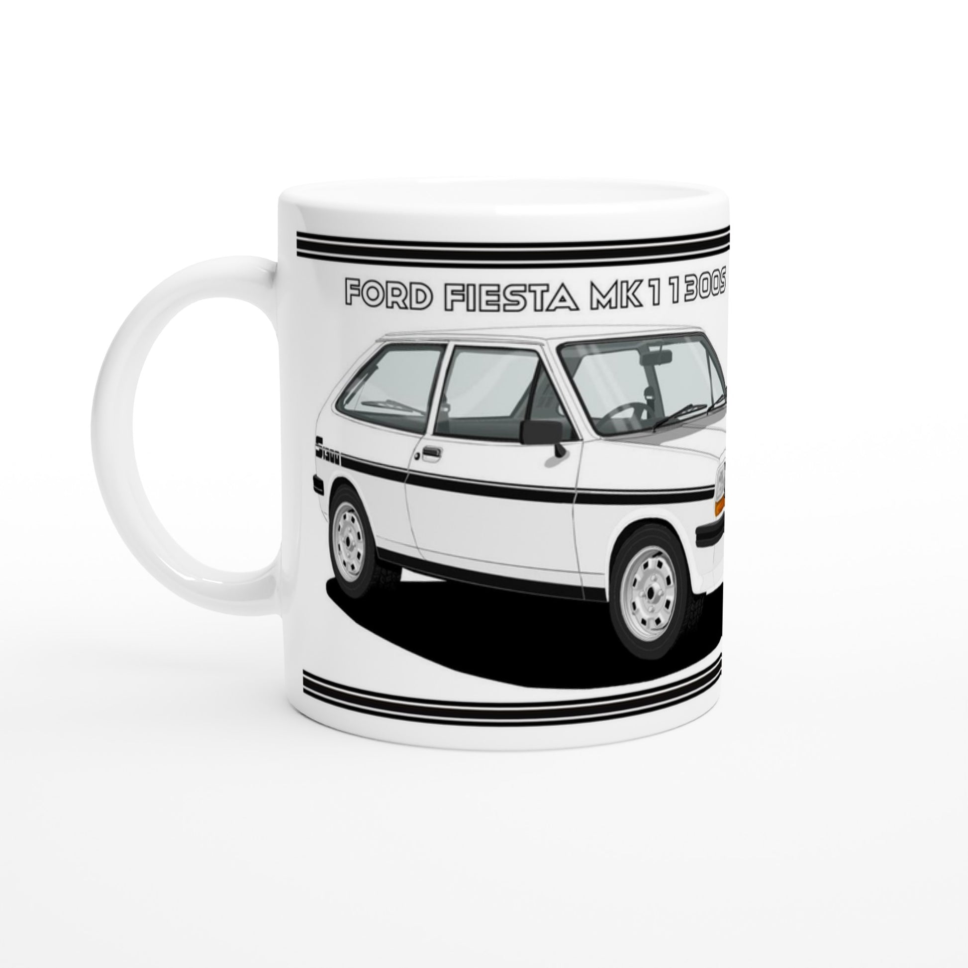 Ford Fiesta Mk1 1300S in White Art Mug