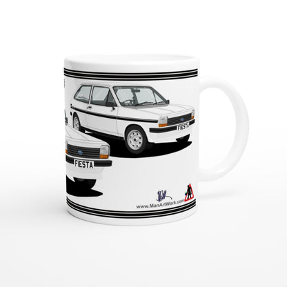 Ford Fiesta Mk1 1300S in White Art Mug