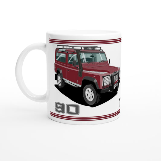 Land Rover Defender 90 TD5 7 seater in Metallic Red  Art Mug