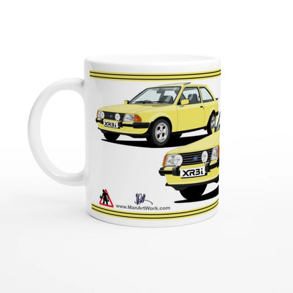 Ford Escort Mk3 XR3i in Yellow Art Mug