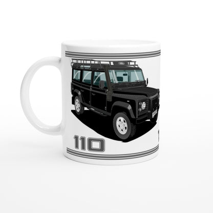 Land Rover Defender 110 TD5 12 seater in Black  Art Mug