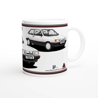 Ford Fiesta Mk2 1.4S in White Art Mug