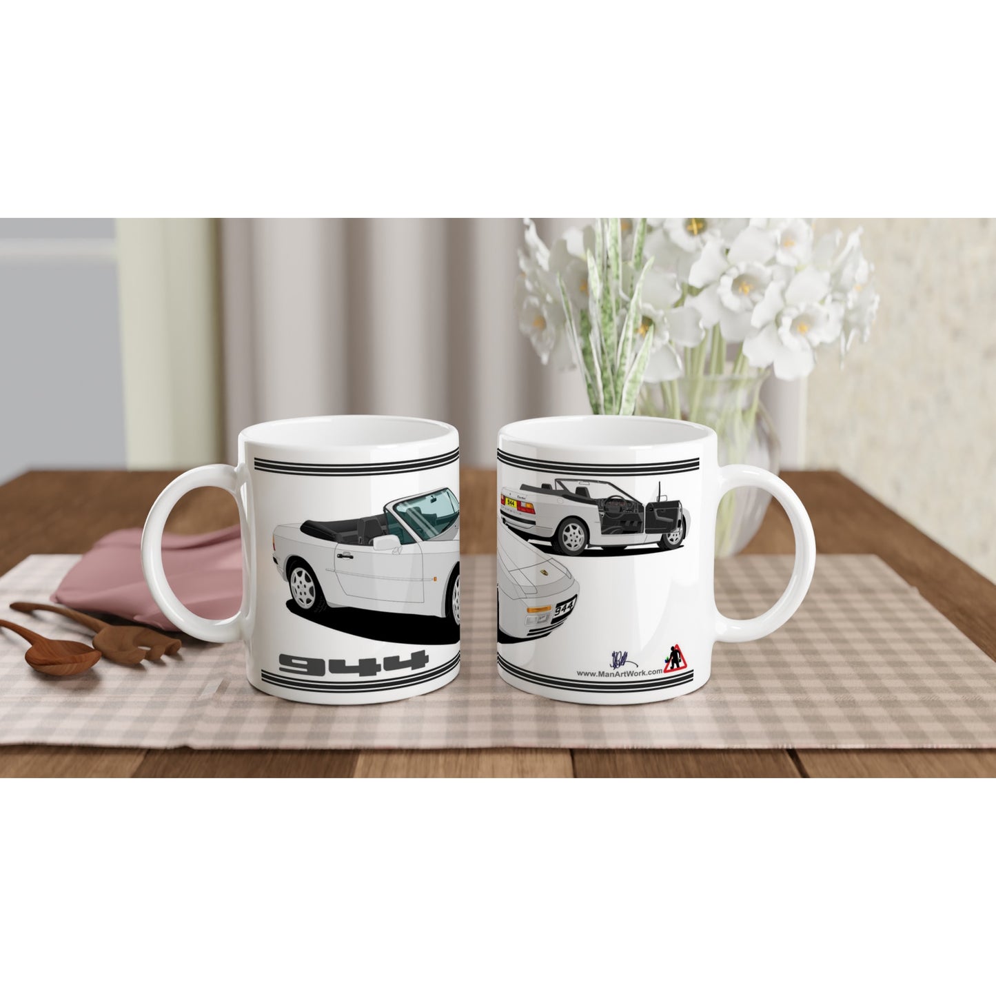 Porsche 944 MK2 Cabriolet in Silver Art Mug
