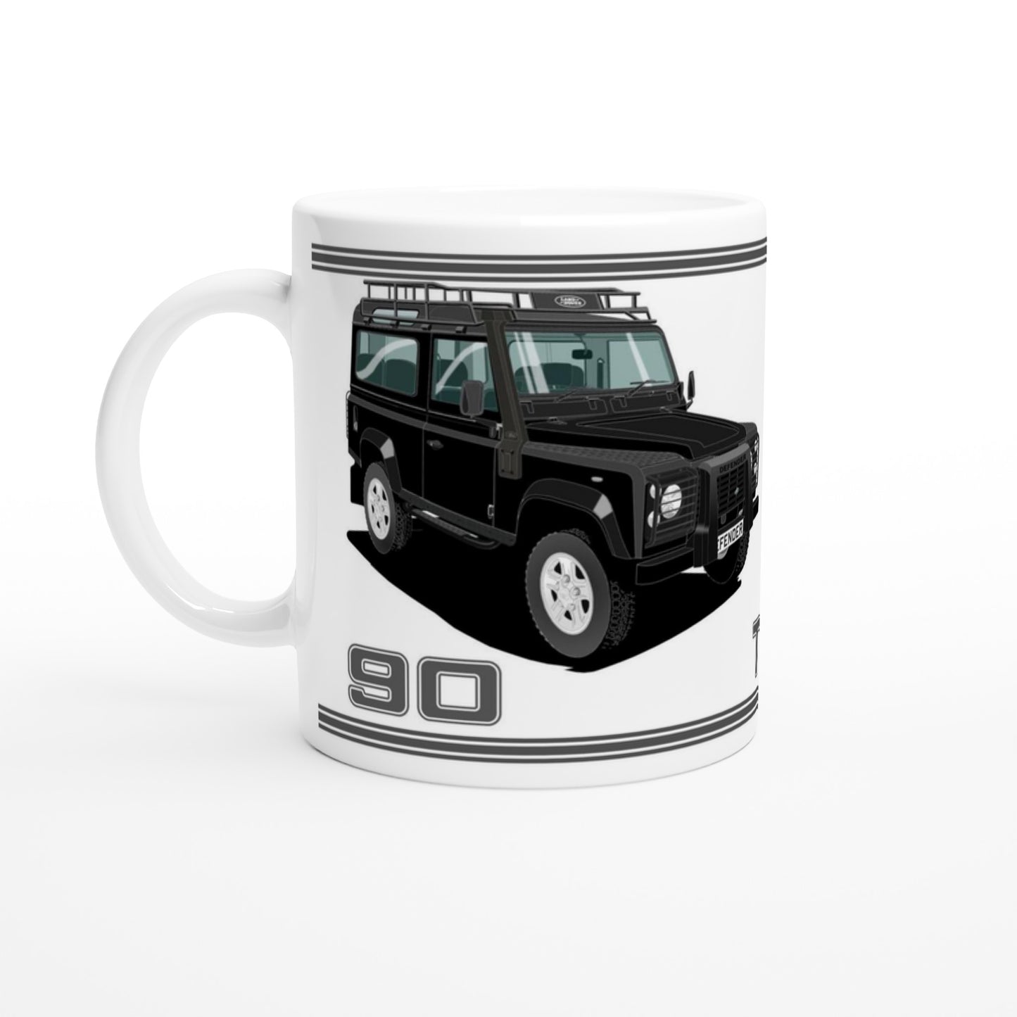 Land Rover Defender 90 TD5 7 seater in Black  Art Mug