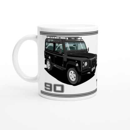 Land Rover Defender 90 TD5 7 seater in Black  Art Mug