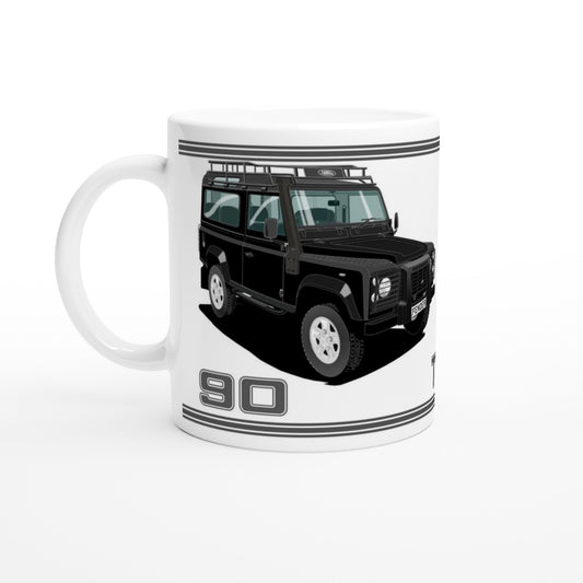 Land Rover Defender 90 TD5 7 seater in Black  Art Mug