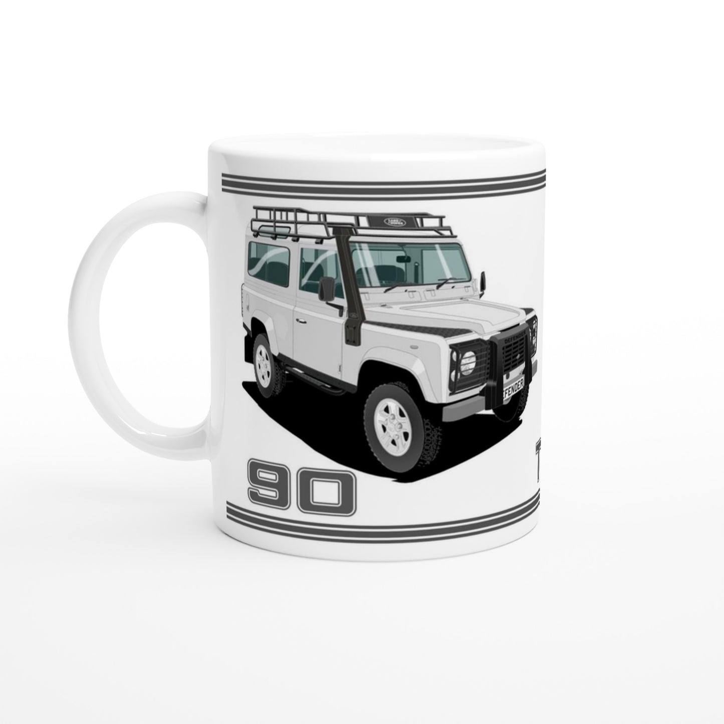 Land Rover Defender 90 TD5 7 seater in Silver  Art Mug