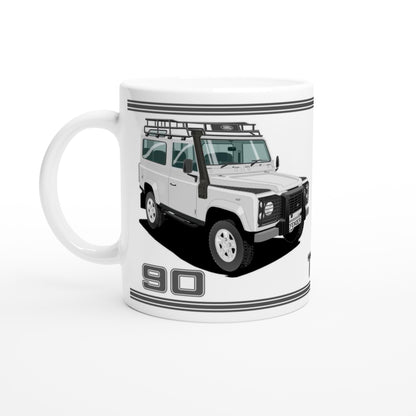 Land Rover Defender 90 TD5 7 seater in Silver  Art Mug