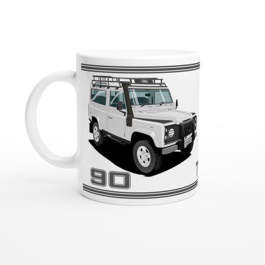 Land Rover Defender 90 TD5 7 seater in Silver  Art Mug