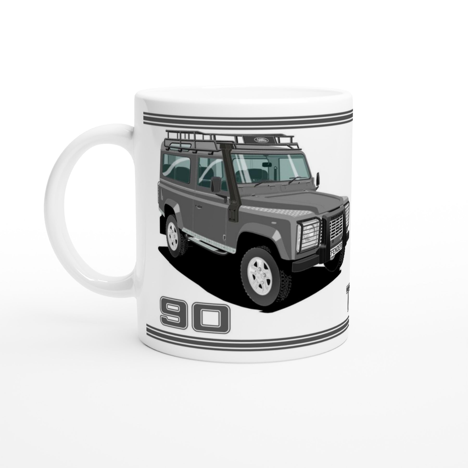 Land Rover Defender 90 TD5 7 seater in Grey  Art Mug