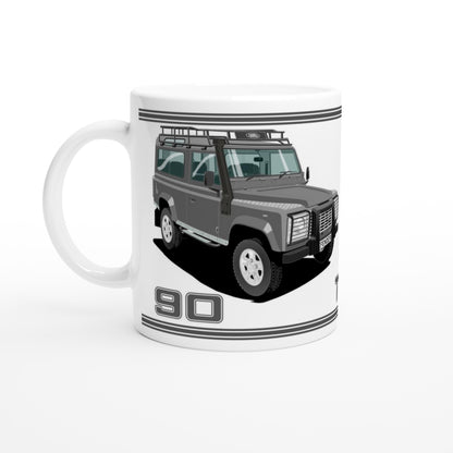 Land Rover Defender 90 TD5 7 seater in Grey  Art Mug