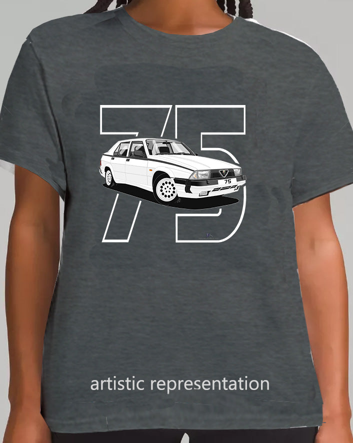 Alfa Romeo 75 in White Art T Shirt