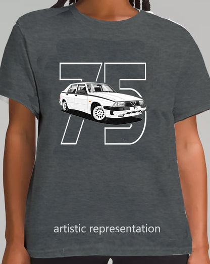 Alfa Romeo 75 in White Art T Shirt