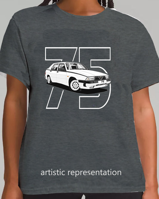 Alfa Romeo 75 in White Art T Shirt
