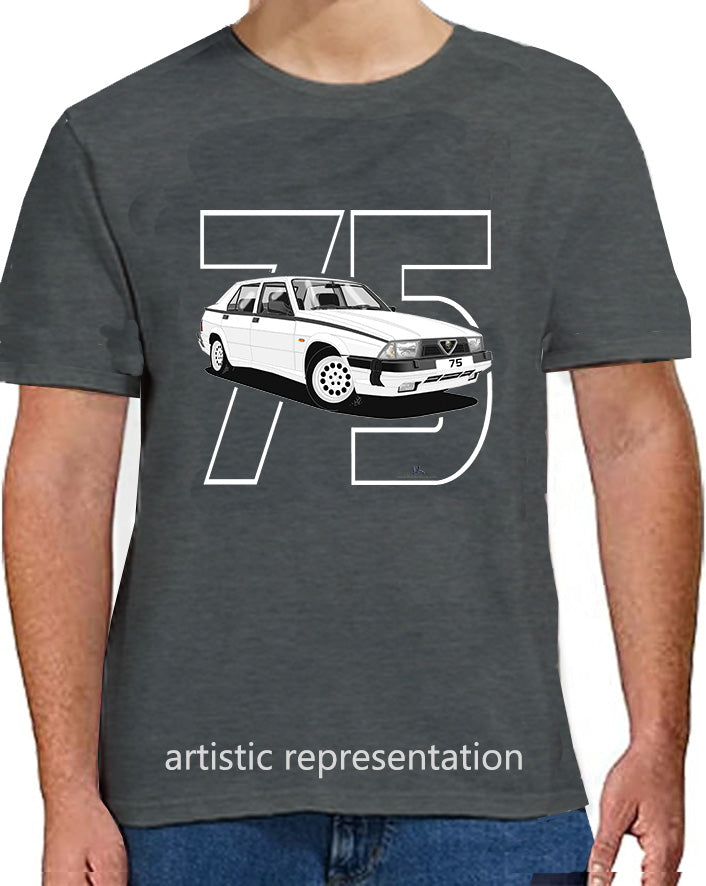 Alfa Romeo 75 in White Art T Shirt