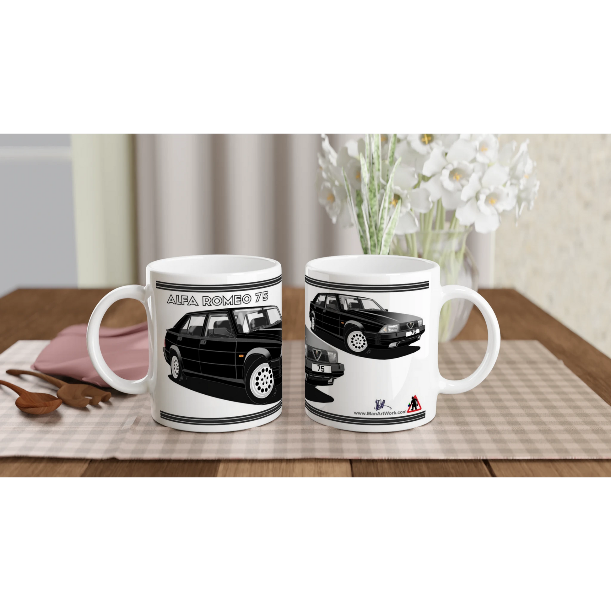Alfa Romeo 75 in Black Art Mug 3