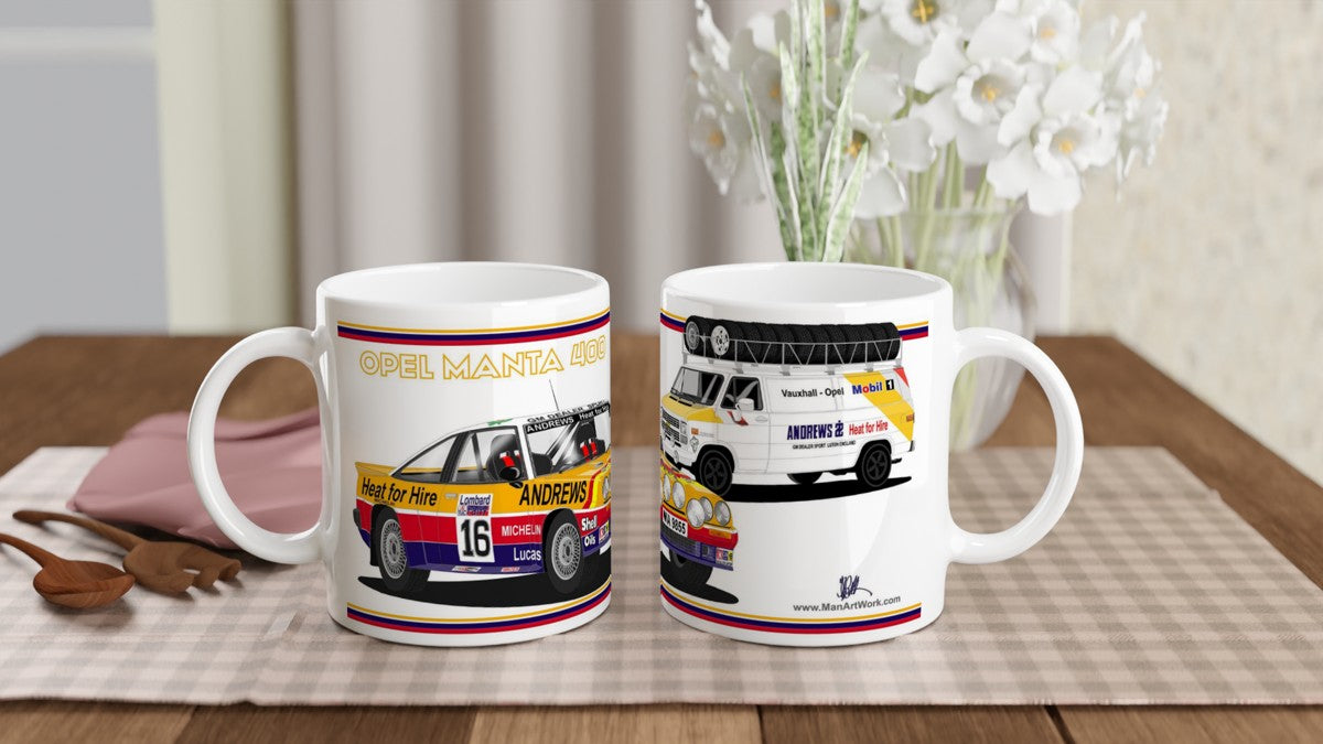 Andrews Heat for Hire Opel Manta 400 & GMC Service Van Rally Mug