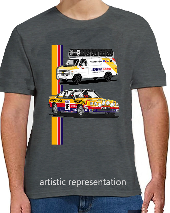 Opel Manta 400 Rally Andrews with GMC Van T Shirt (Grey)