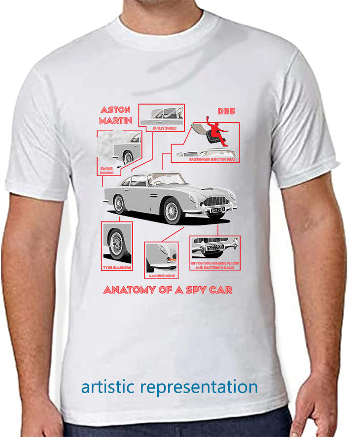 Aston Martin DB5 James Bond Art T Shirt