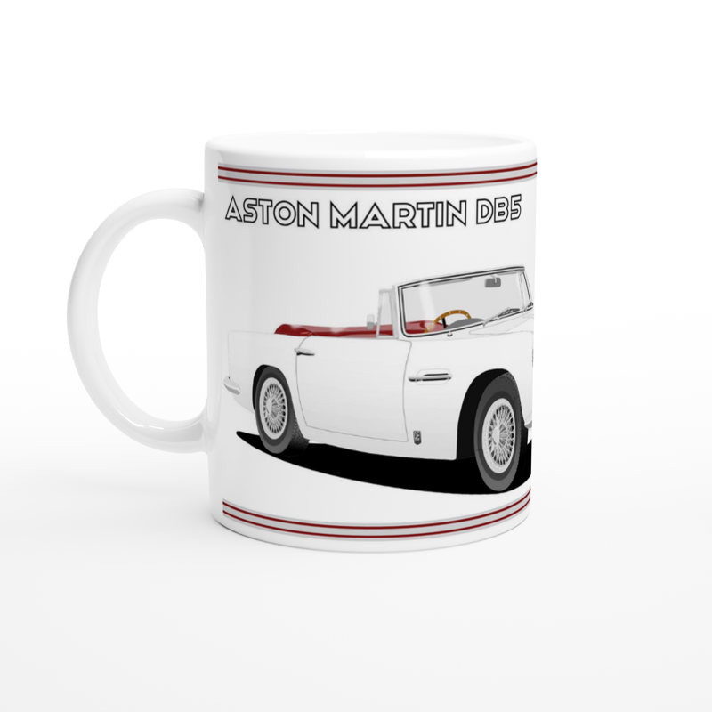 Aston Martin DB5 Volante in White Car Mug