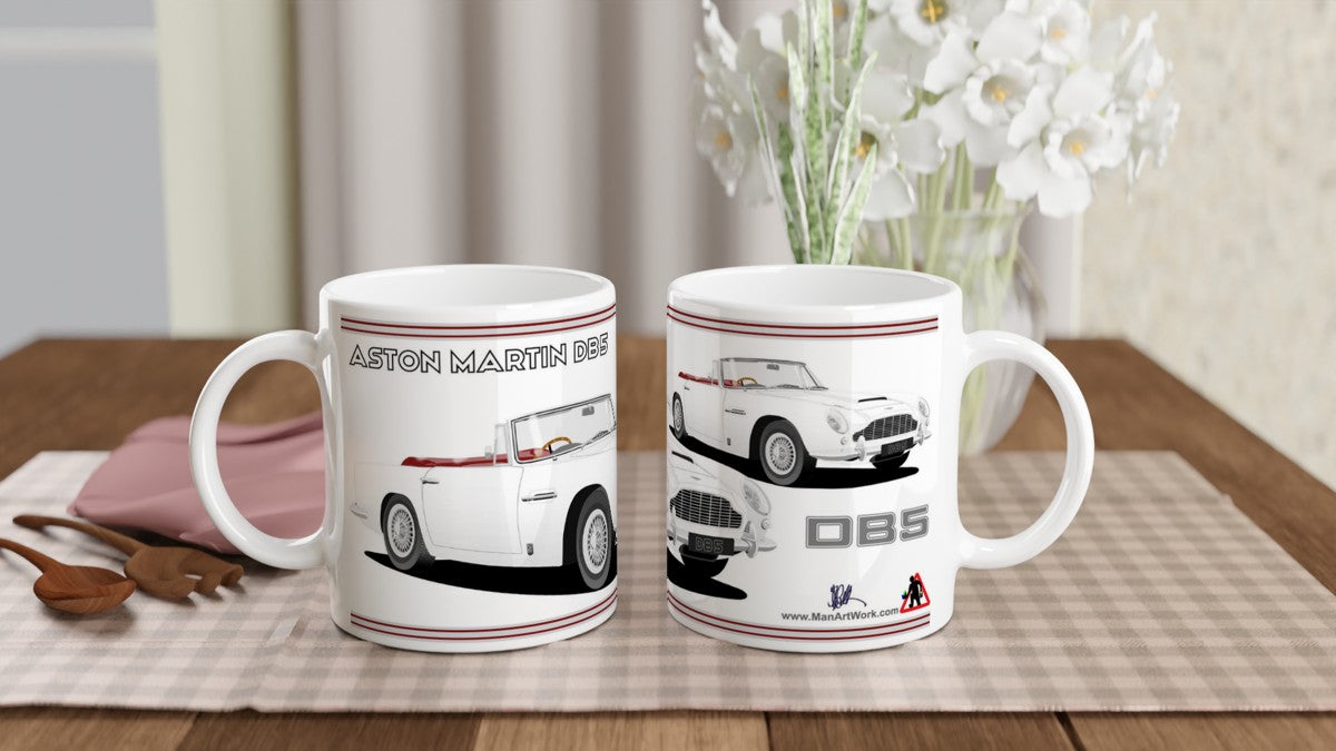 Aston Martin DB5 Volante in White Car Mug