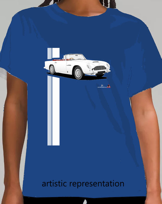 Aston Martin DB5 Volante in white on blue T Shirt